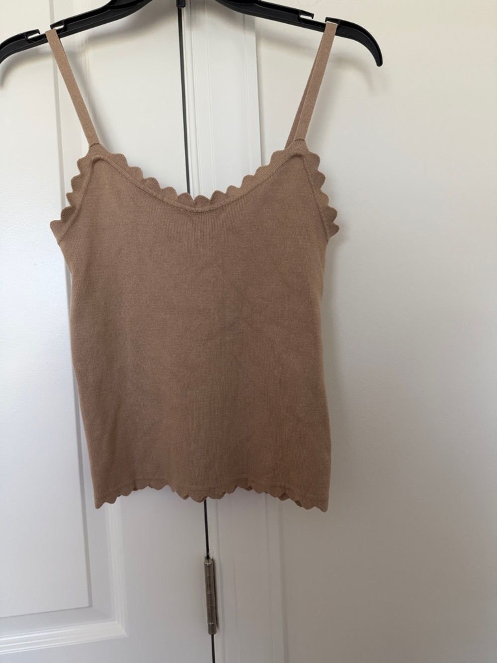 Blu Pepper Scallop-Edge Knit Camisole in Tan